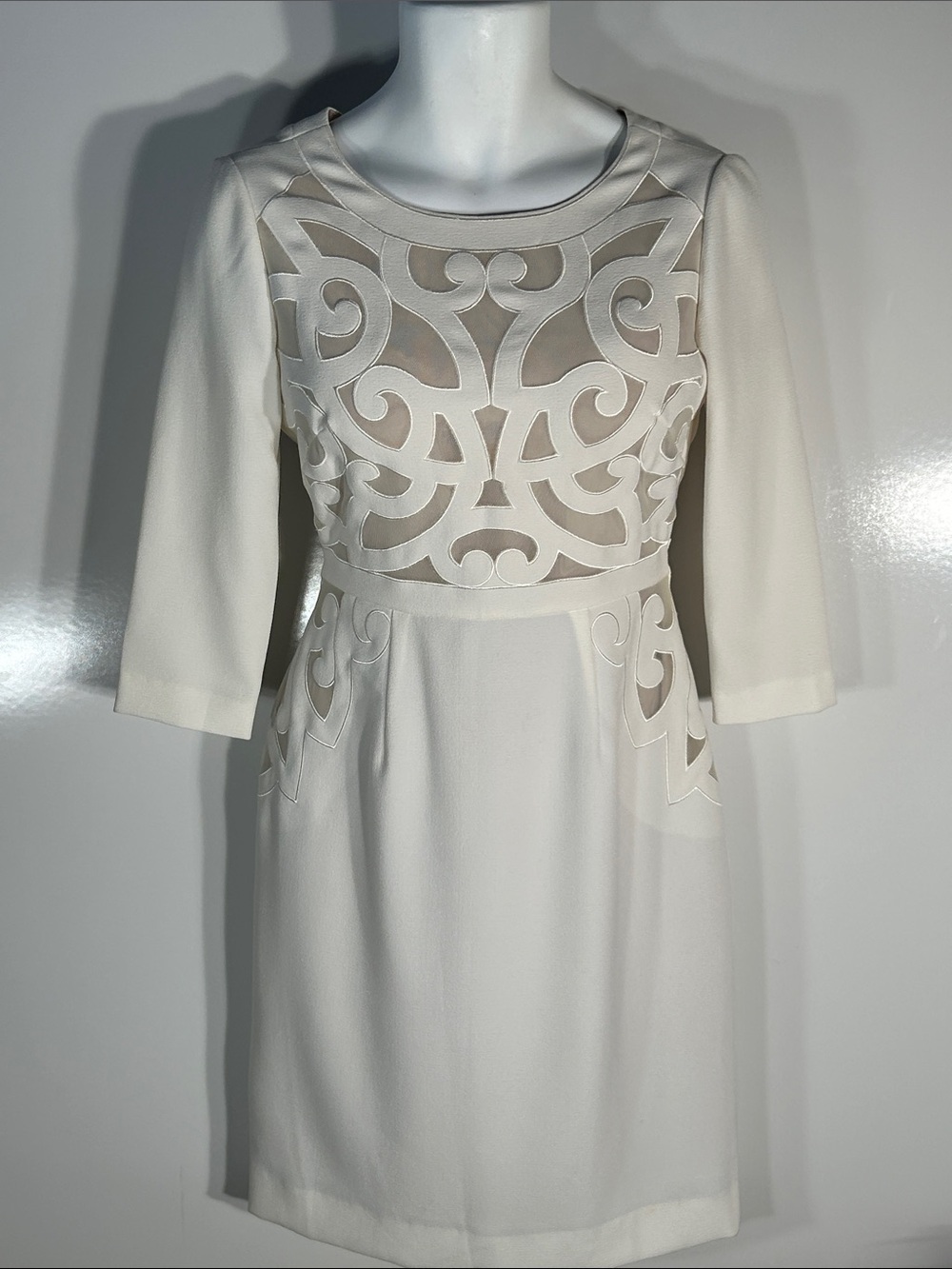 Antonio Melani SZ6 Ivory Cut Out Sheath Dress Special Occasion Bride Chic Staple